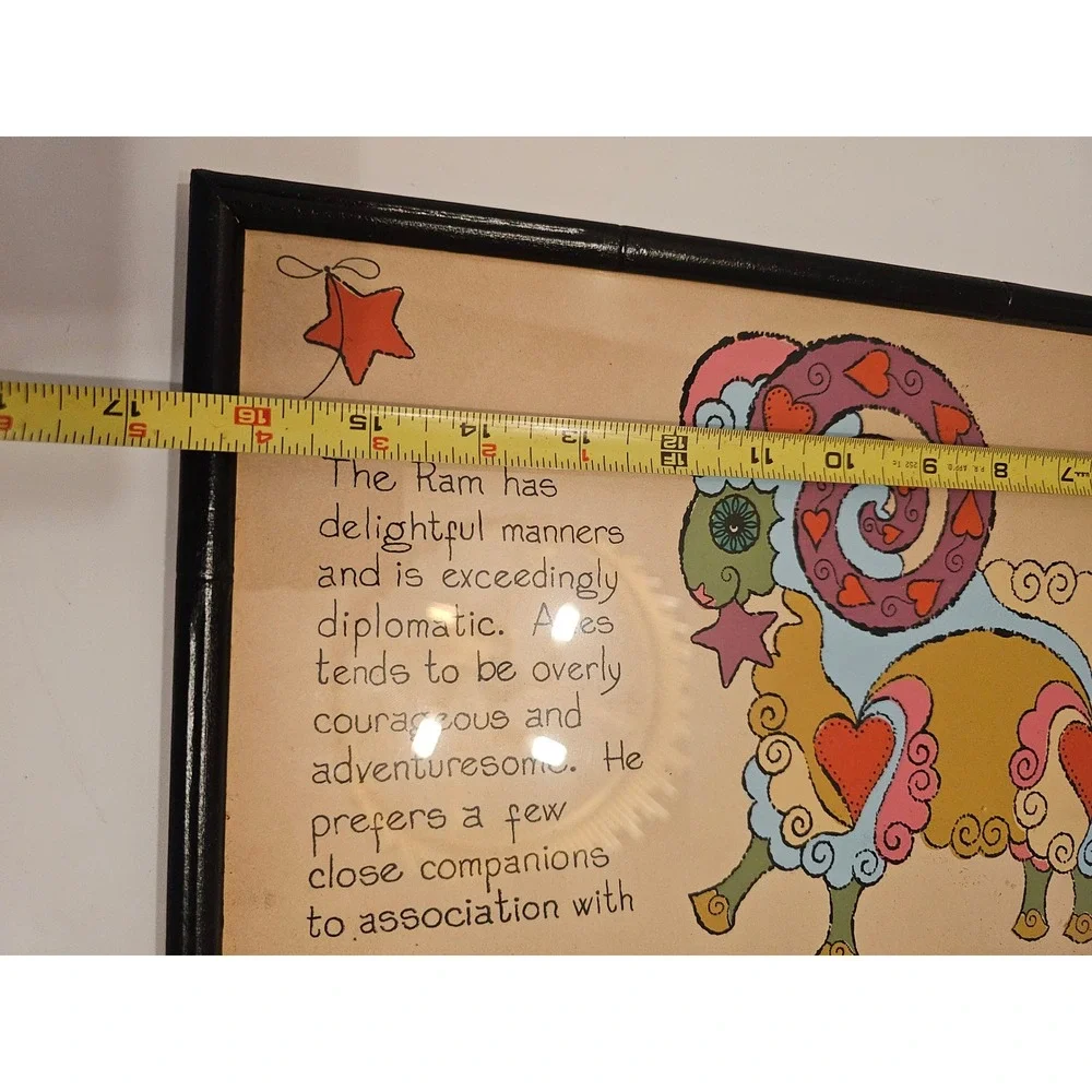 Vintage 1968 Aries Zodiac Art Margot Johnson Soovia Janis Ram Astrology 16x8